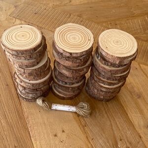 49 Rustic Wood Slice Set.  Can make them ornaments or coasters.  Darling.